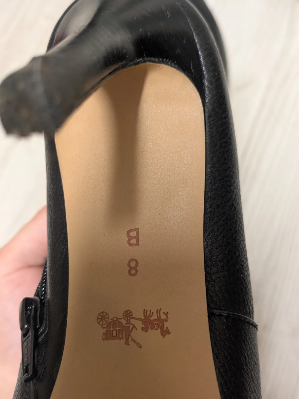 Coach Black Leather Ankle Boots with Gold Accent - Women